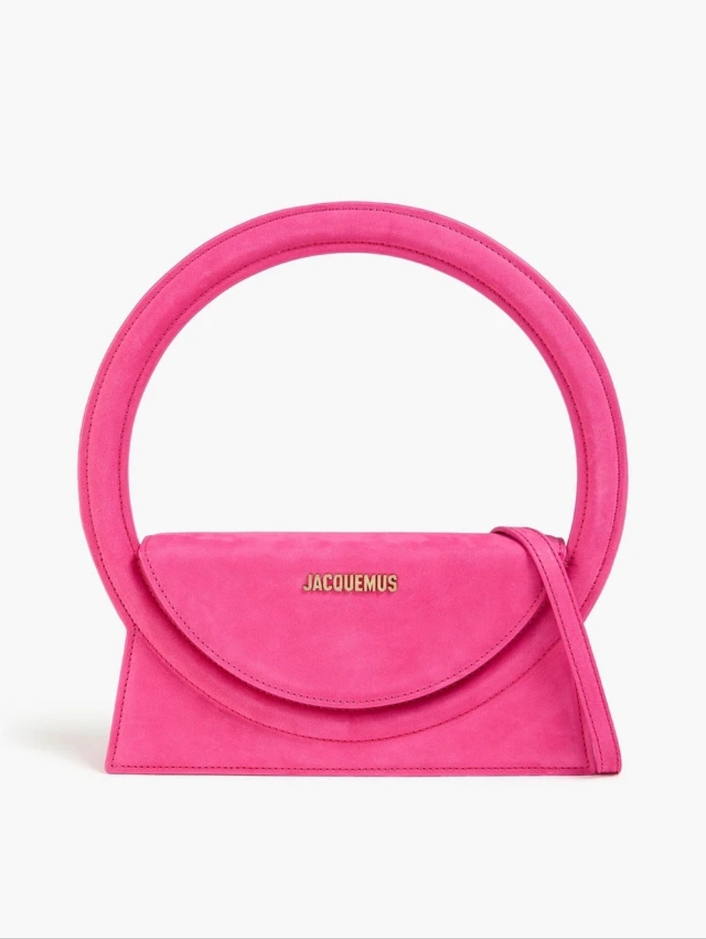 Jacquemus Designer Purse Suede Bovine Leather Fuchsia Circular-Handle Bag Spain - Picture 2 of 6